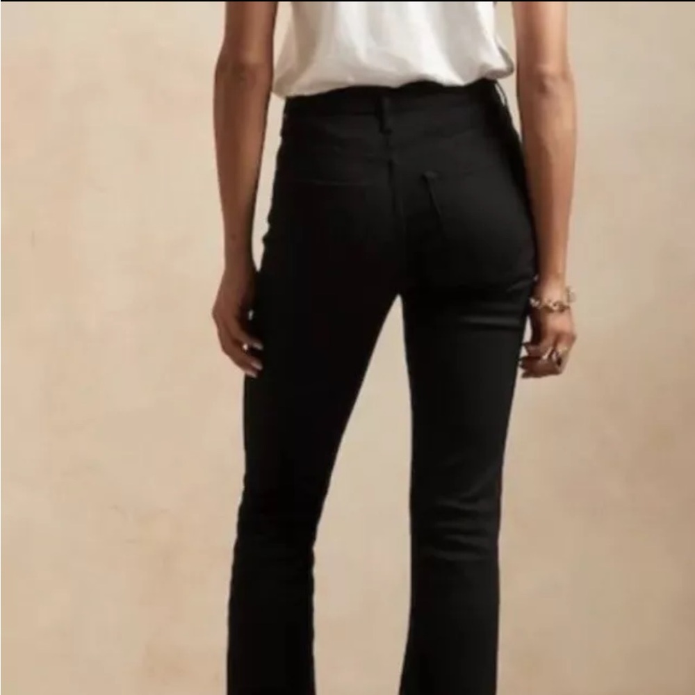 BANANA REPUBLIC NEW! High-Rise Flare Soft Sculpt Jean, Black, Size 34 $119